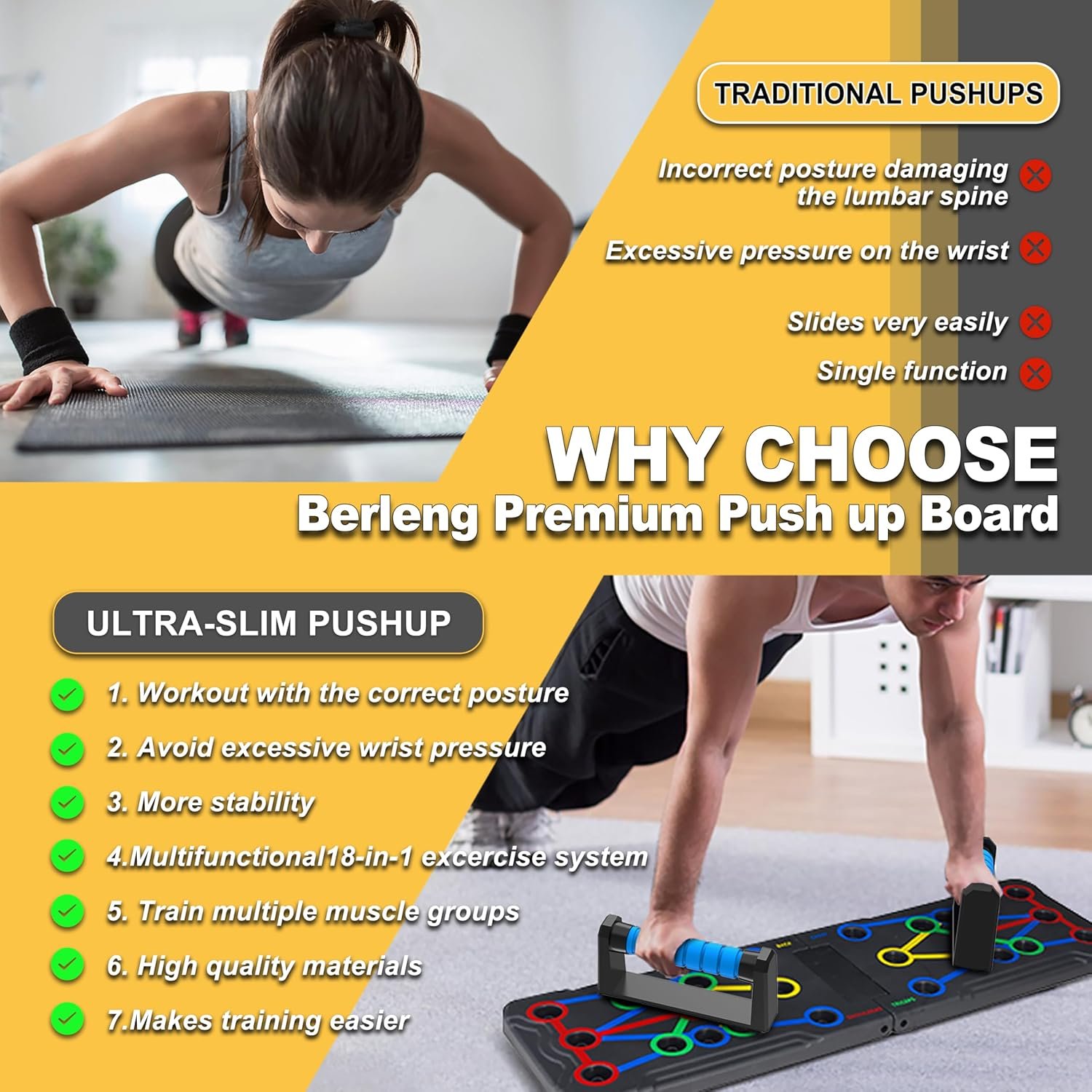 IUT Solid Push Up Board 15 in 1 Home Workout Equipment Multi-Functional Pushup Stands System Fitness Floor Chest Muscle Exercise Professional Equipment Burn Fat - Image 4