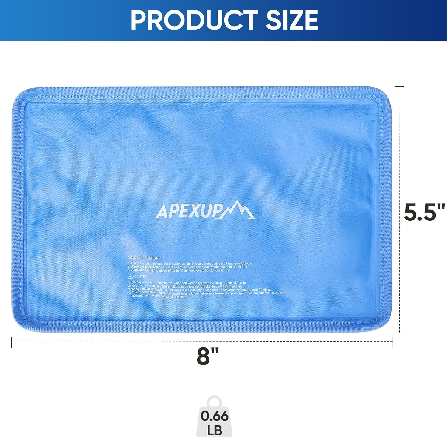 APEXUP Gel Ice Packs for Injuries Reusable, Flexible Double Sided Cold Packs for Injuries, Ice Pack for Knee, Shoulder, Back, Hip, Leg, Arm (Blue, 8"x5.5", 1PK) - Image 4
