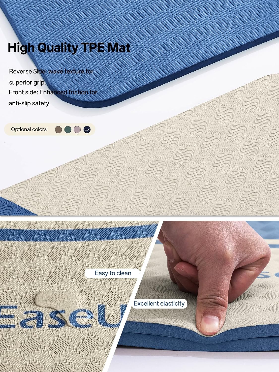 EaseUp 10mm Thick Yoga Mat, 73"×31.5" Extra Wide, Non-Slip with Strap | Extra thick 0.4inch yoga mats for Yoga,Exercise,Pilates and Fitness, for Women Men Home Workout - Image 5