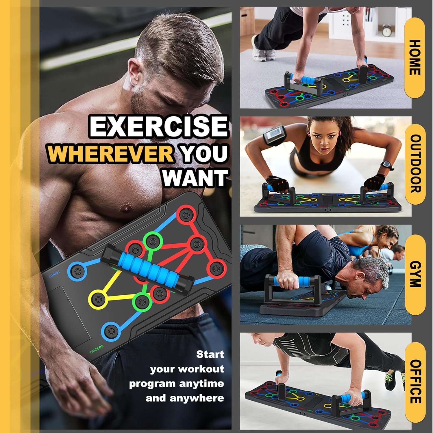 IUT Solid Push Up Board 15 in 1 Home Workout Equipment Multi-Functional Pushup Stands System Fitness Floor Chest Muscle Exercise Professional Equipment Burn Fat - Image 2
