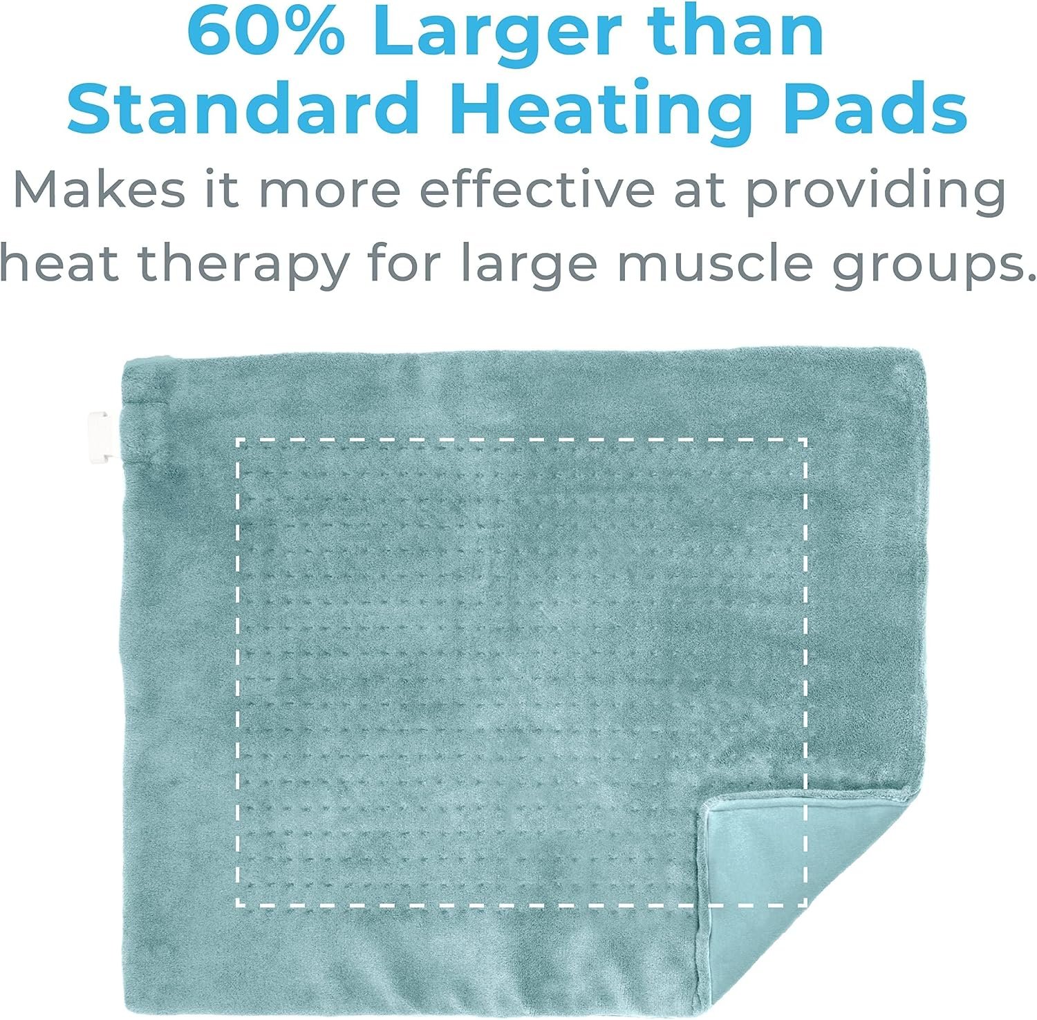 Pure Enrichment PureRelief Ultra-Wide Microplush Heating Pad - 20” x 24” XXL Size & 6 Heat Settings for Temporary Neck, Shoulder & Back Pain Relief - Moist Heat Option & Machine Washable (Sea Glass) - Image 4