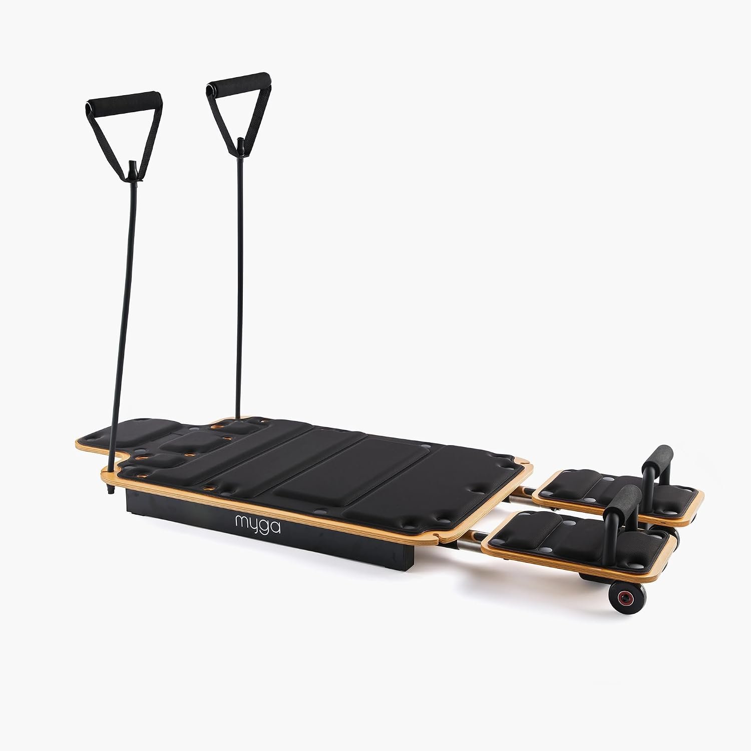 Myga Wooden Pilates Reformer,Home Pilates Machine with Adjustable Resistance and Padded Handles,Compact Durable Reformer for Core Strength, Full Body Workout,Toning and Flexibility - Image 4