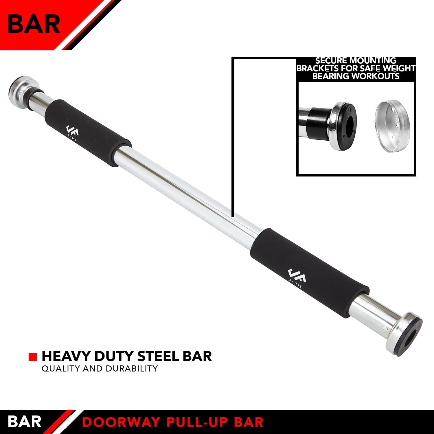 JFIT Deluxe Multi Exercise Doorway Pull-Up Bar with Comfort Grips, 40-Inch - Image 4