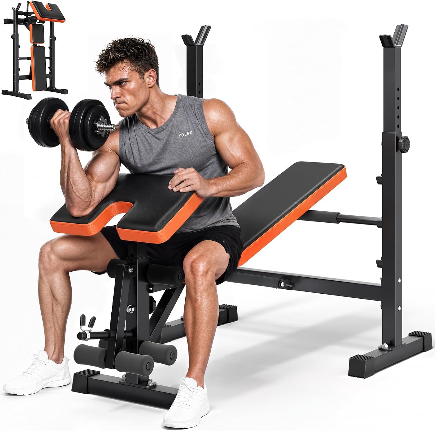YOLEO 6-in-1 Weight Bench Set, 880L...