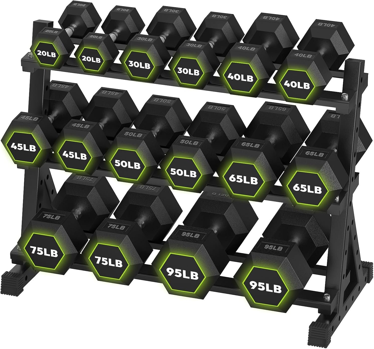 HANDBODE Rubber Coated Hex Dumbbell...