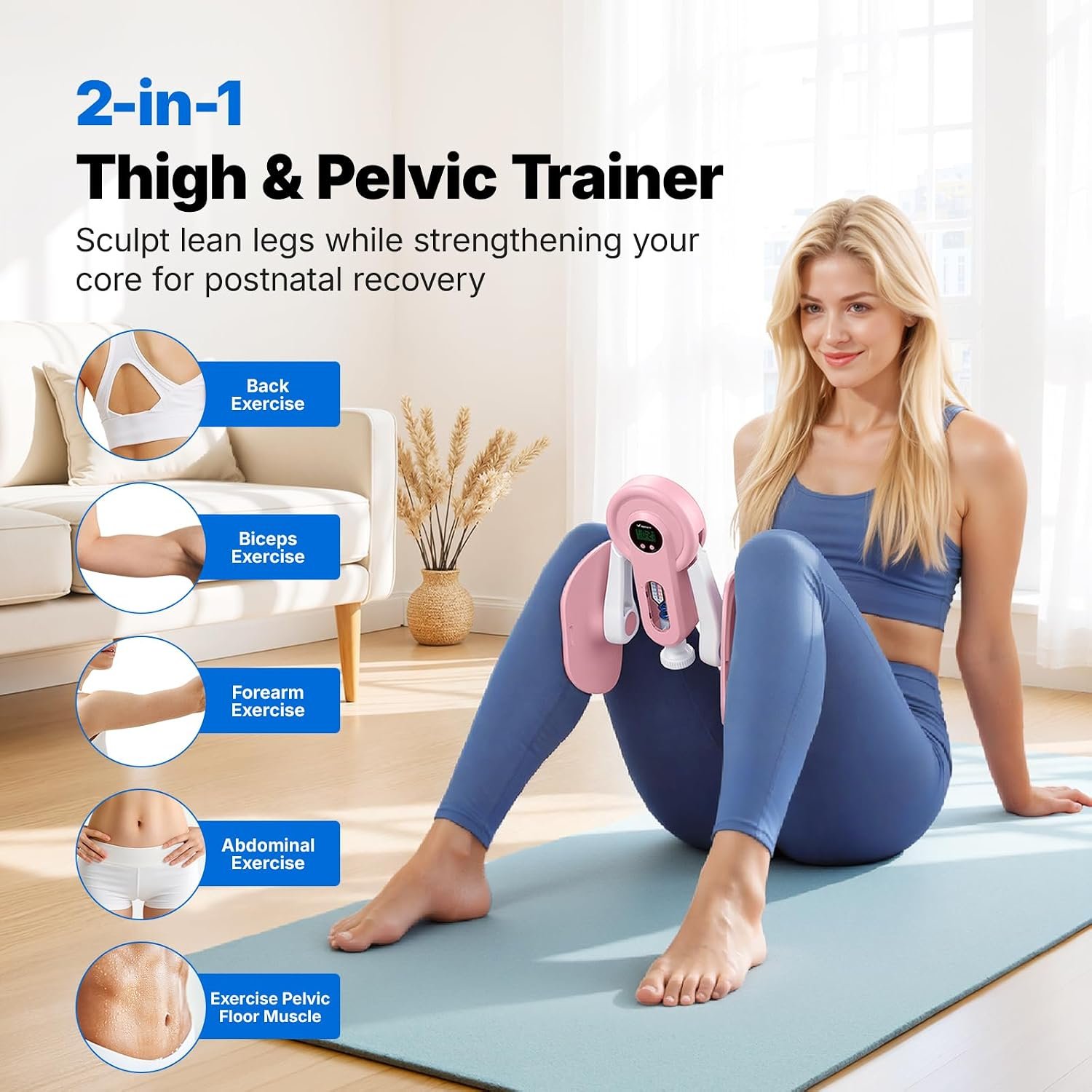 MERACH Pelvic Floor Exercise Devices, Adjustable Resistance, Thigh Trainer | Adjustable Resistance, Thigh Shaping, With 360° Rotating Thigh Pad, Built-In Display, Portable and Easy to Use - Image 2