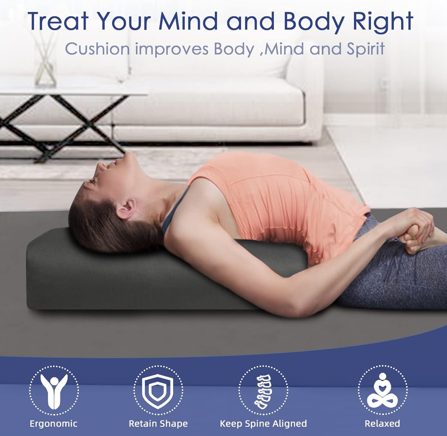 Organic Buckwheat Bolster (24X10.5X5.5 in) Supportive Rectangular Meditation Pillow 100% Cotton Cover Yoga Pillow - Image 4