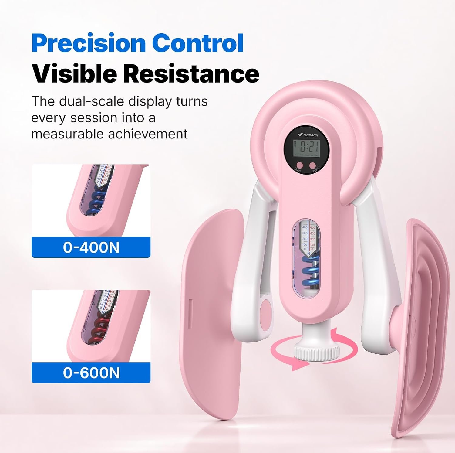 MERACH Pelvic Floor Exercise Devices, Adjustable Resistance, Thigh Trainer | Adjustable Resistance, Thigh Shaping, With 360° Rotating Thigh Pad, Built-In Display, Portable and Easy to Use - Image 3