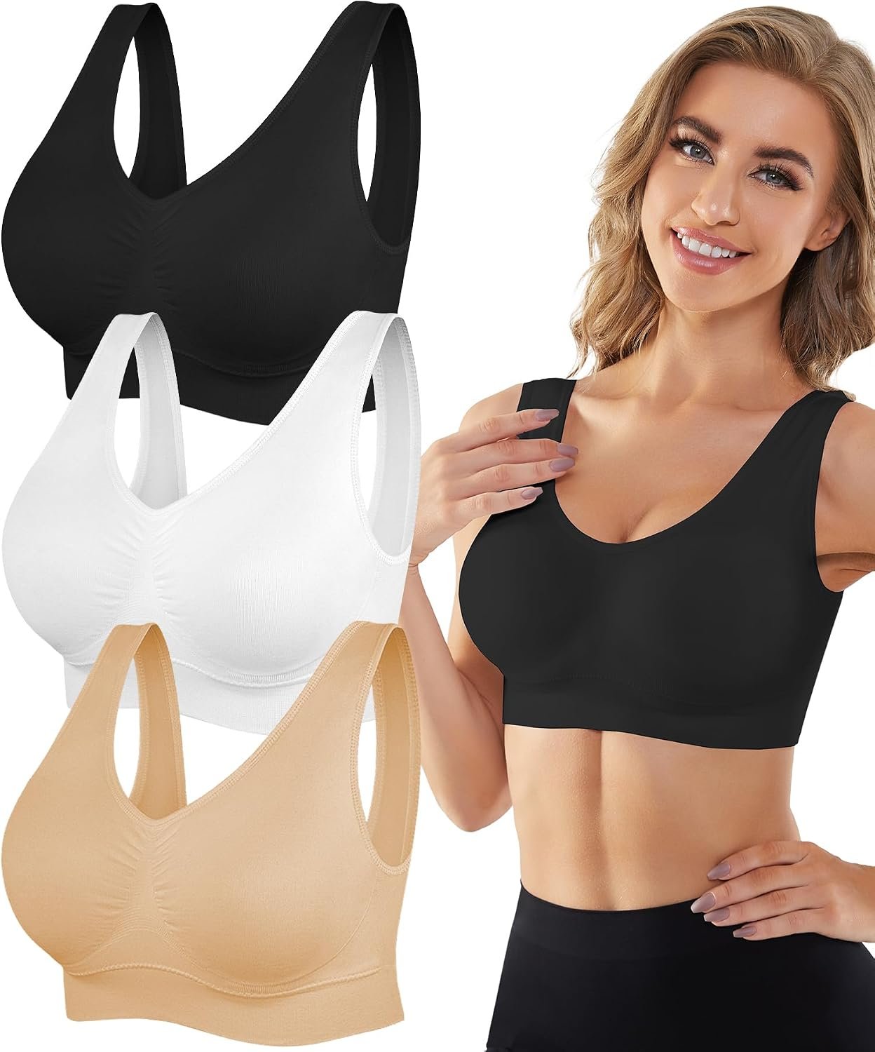 YADIFEN Womens Sports Bras 3/4/6 Pa...