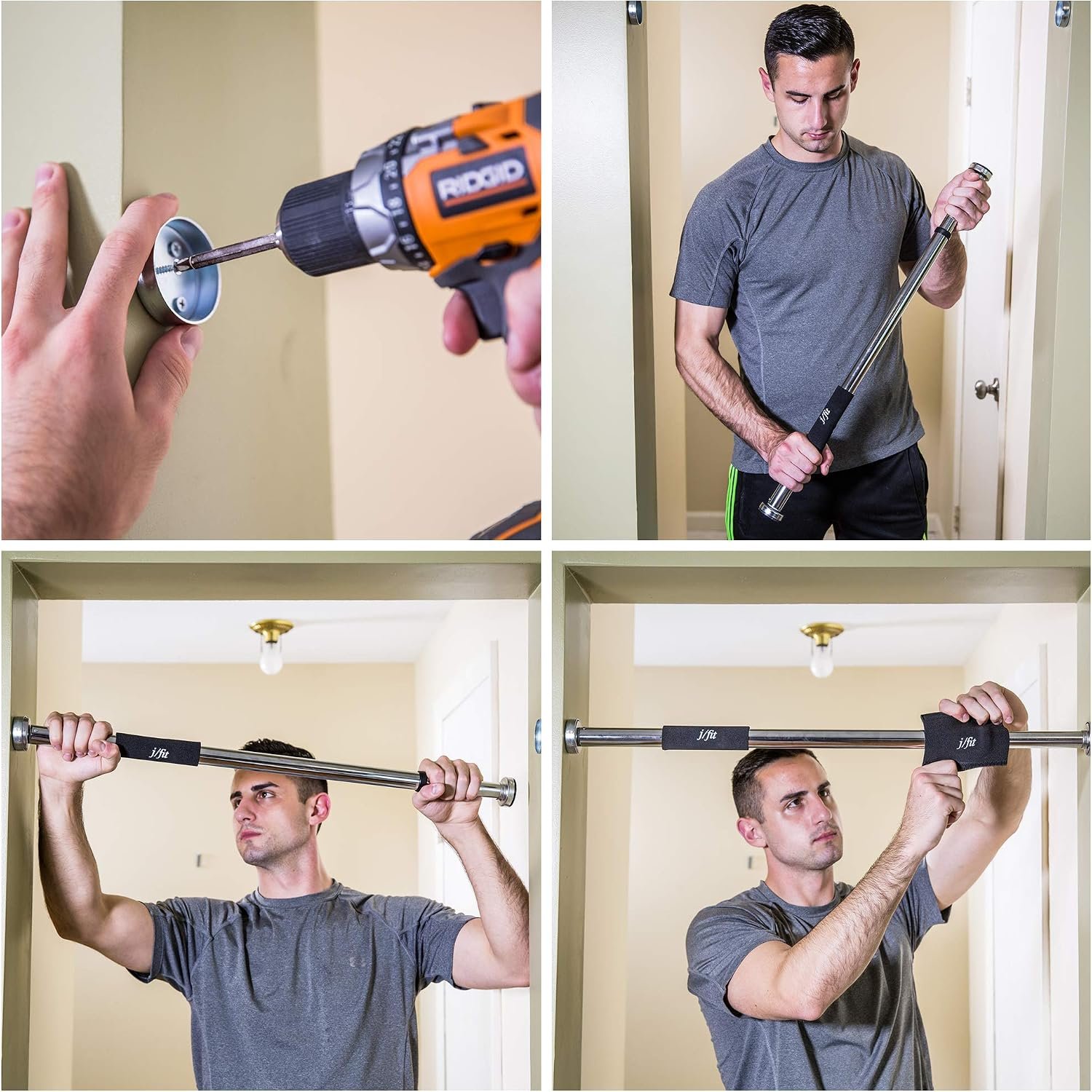 JFIT Deluxe Multi Exercise Doorway Pull-Up Bar with Comfort Grips, 40-Inch - Image 6