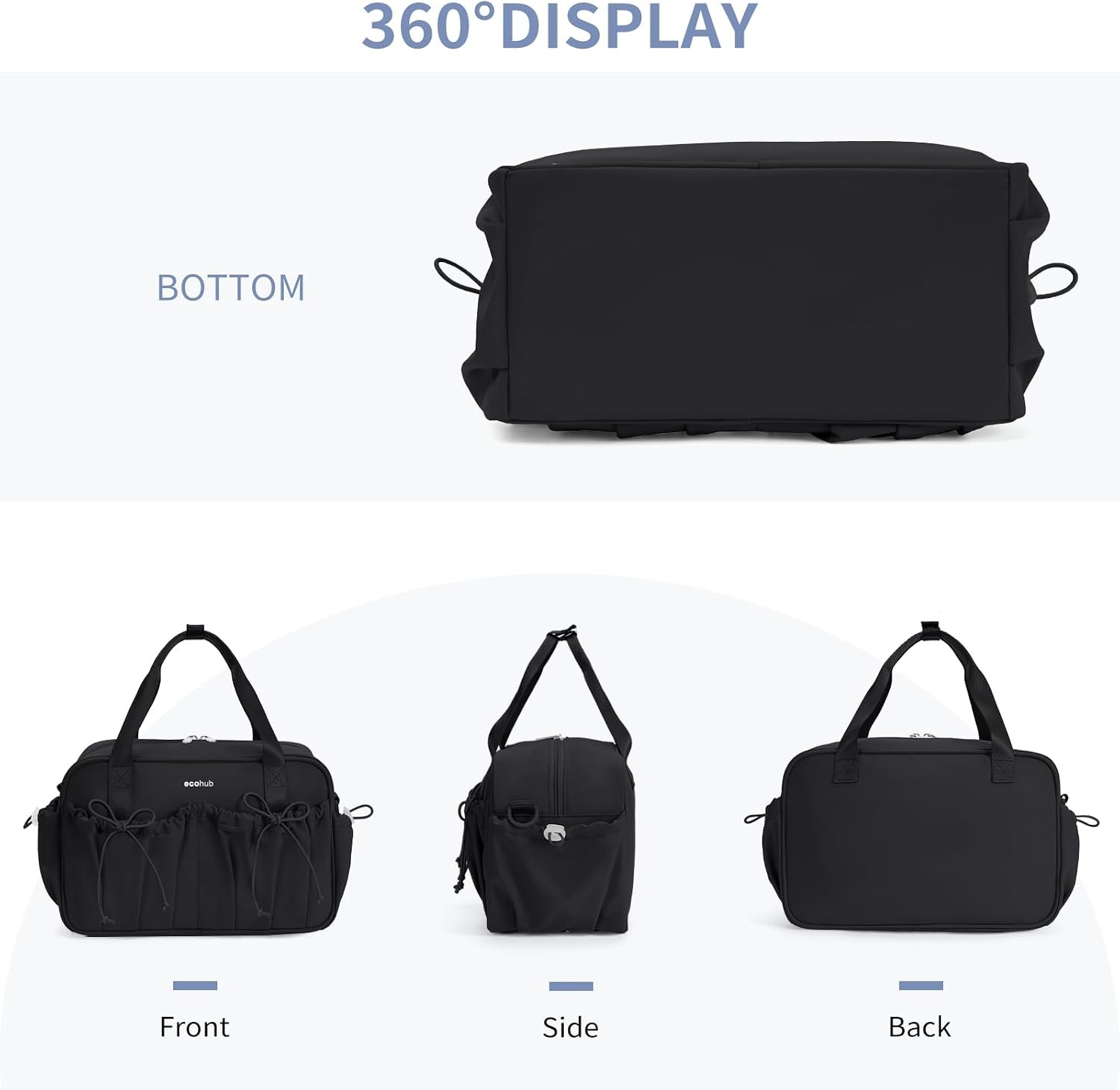 ECOHUB Small Gym Bag for Women, Mini Duffle Bag with Wet Compartment Black - Image 5