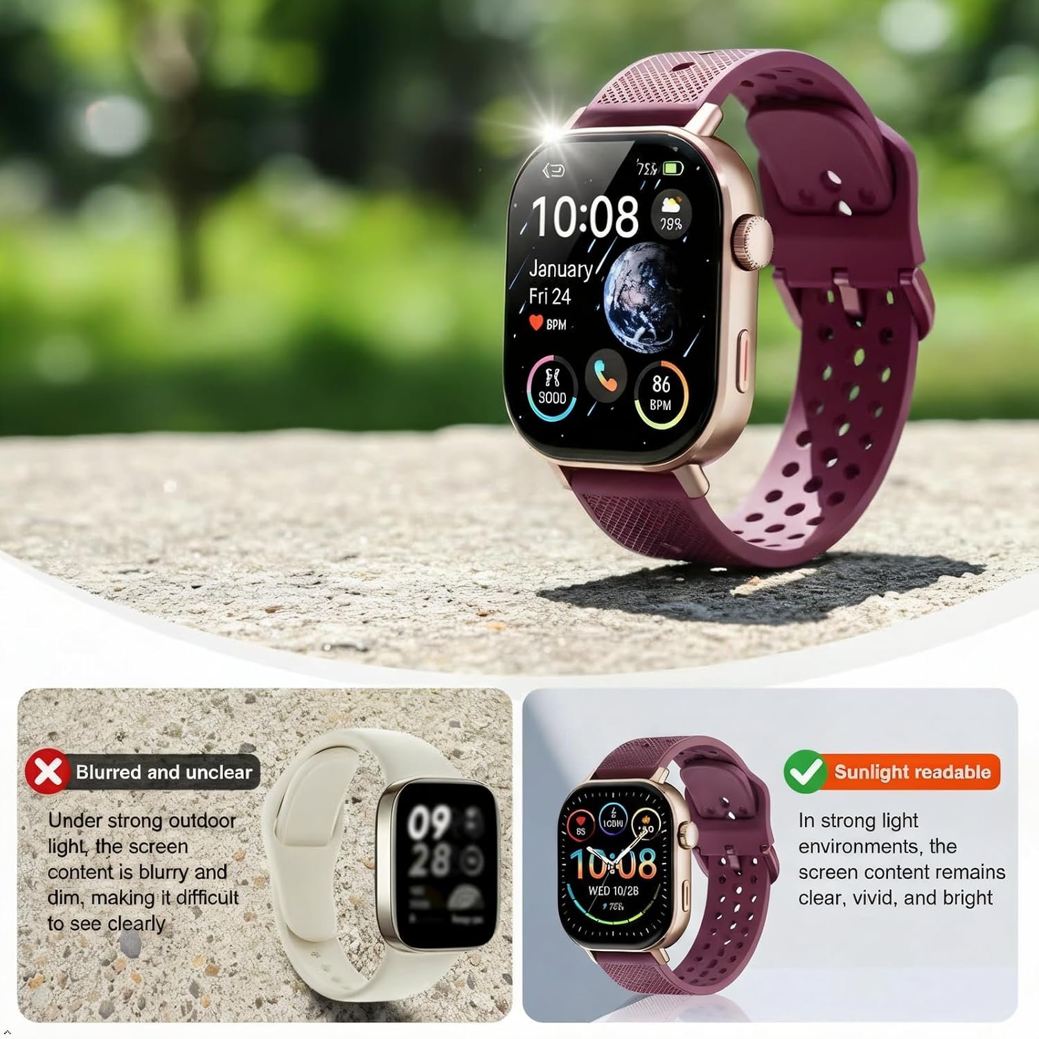 Built-in GPS Distance Tracking Watch for Men and Women, Average Pace Running & Swim Watch, Waterproof, Long Battery Life(Gold) - Image 4