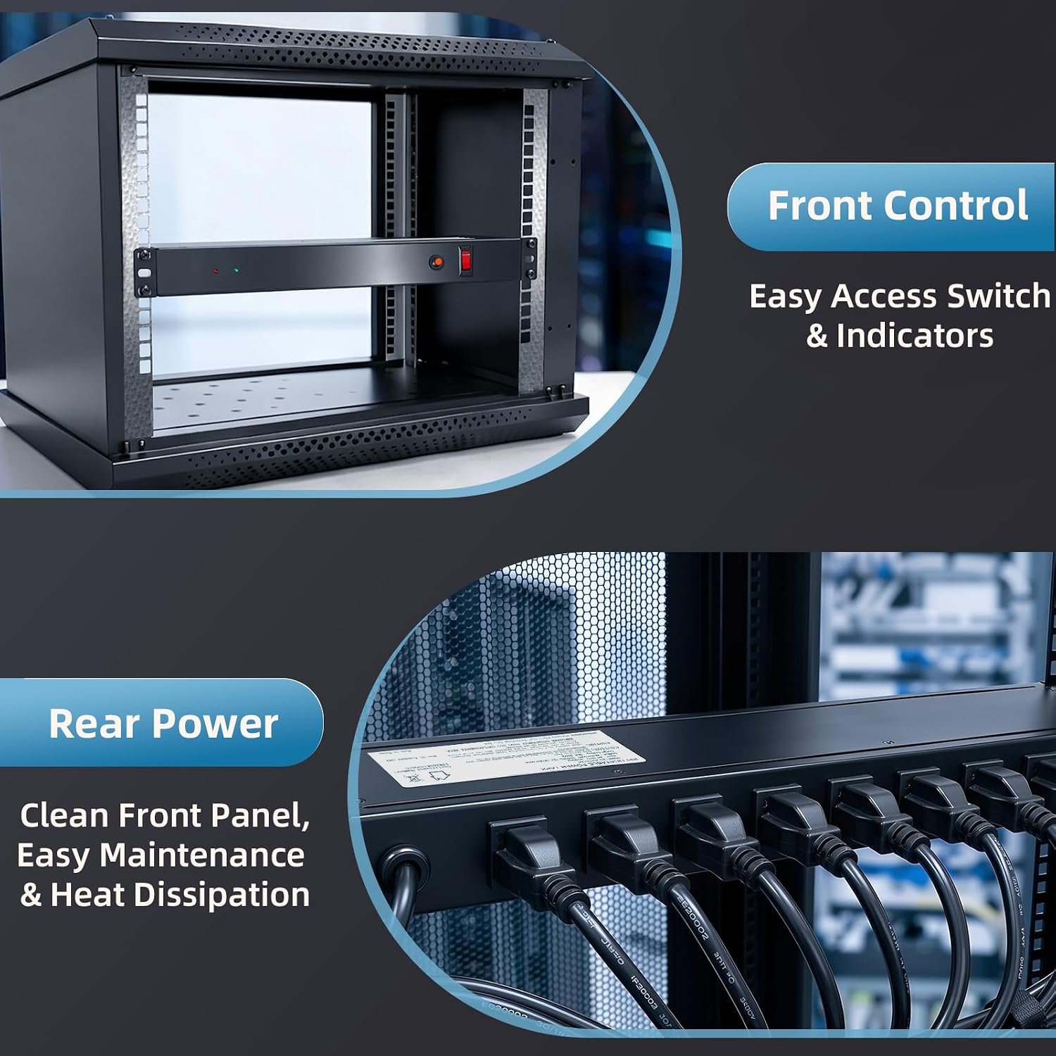 8 Outlet 1U Rack Mount PDU Power Strip 2000J Surge - Image 3