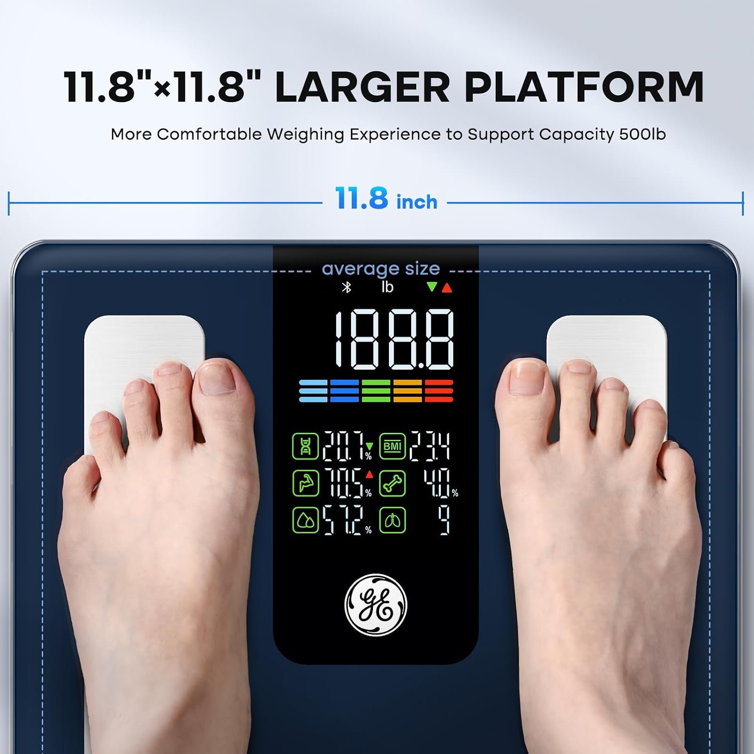 GE Smart Scale for Body Composition, Weight, BMI, 500lb, Large 11.8-Inch - Image 3