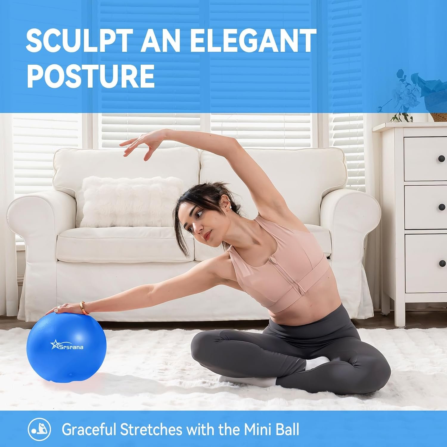 9 Inch Pilates Ball, Mini Exercise Ball for Yoga, Barre & Fitness Training - Image 3