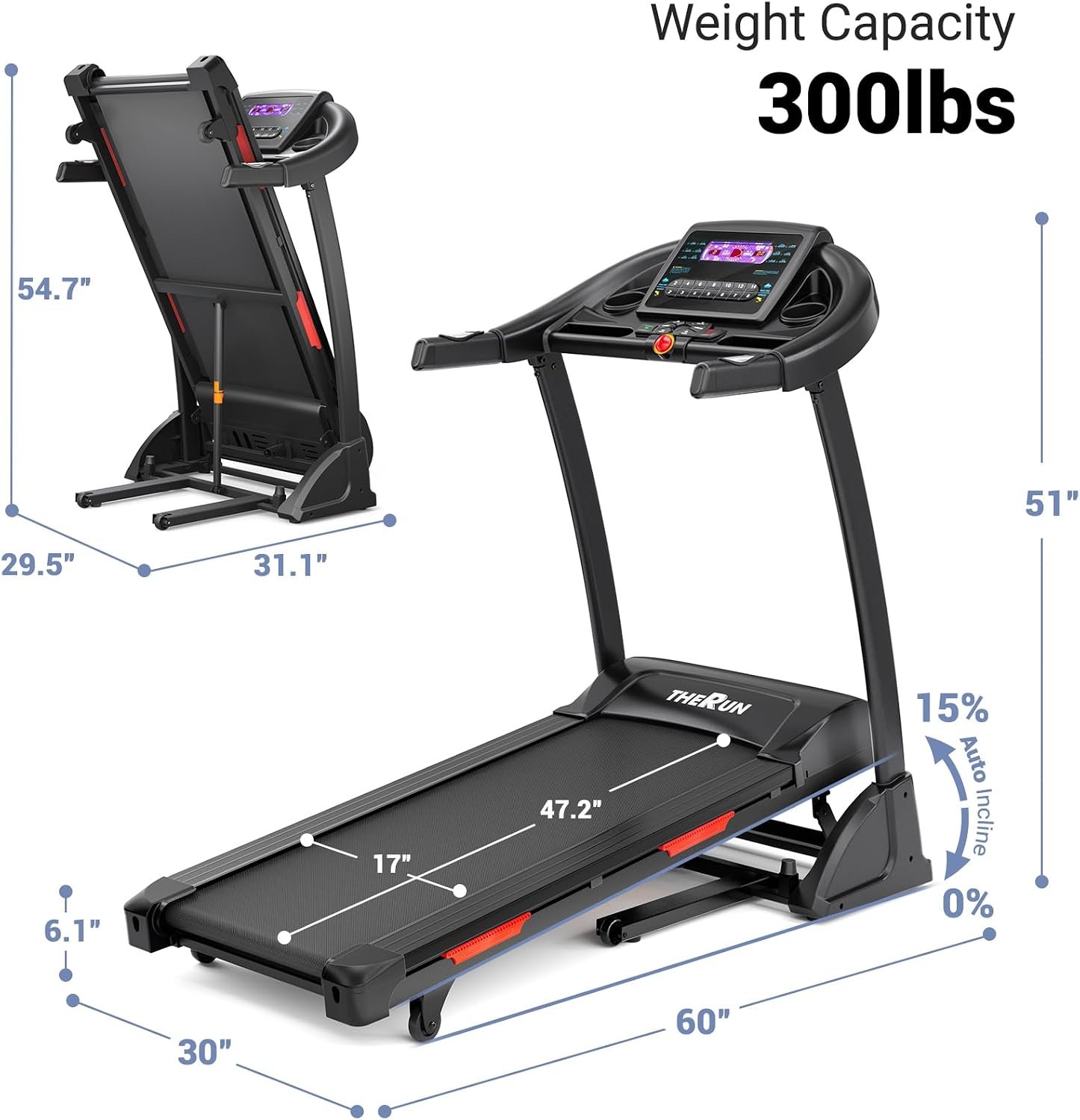 THERUN Treadmill for Home 15% Running Treadmill with Auto Incline, 10 Mph - Image 7
