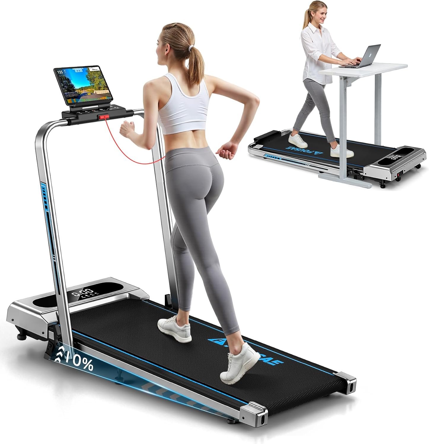 5 in 1 Foldable Treadmill, 7.5 MPH ...