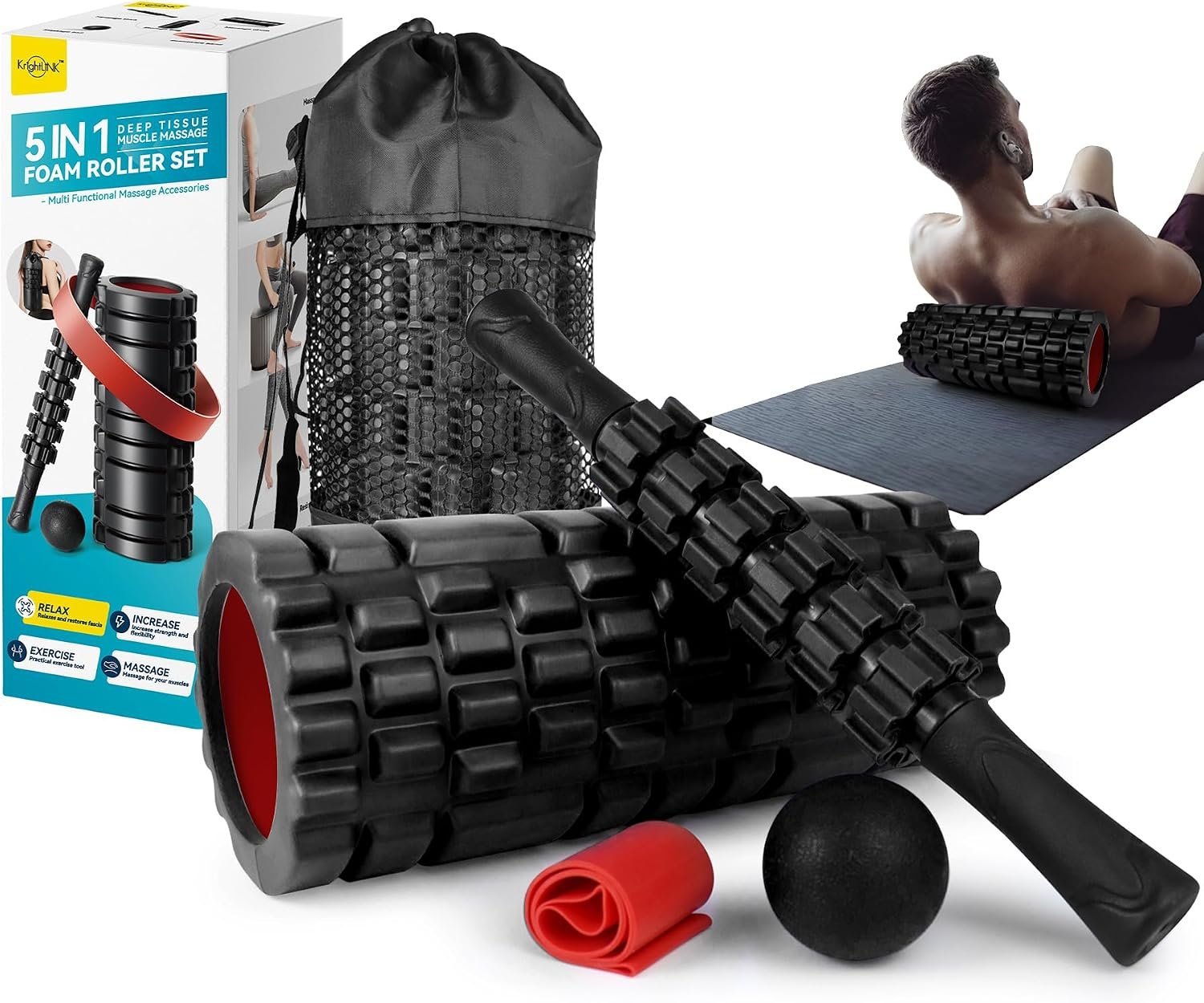 Krightlink 5-in-1 Foam Roller Set H...