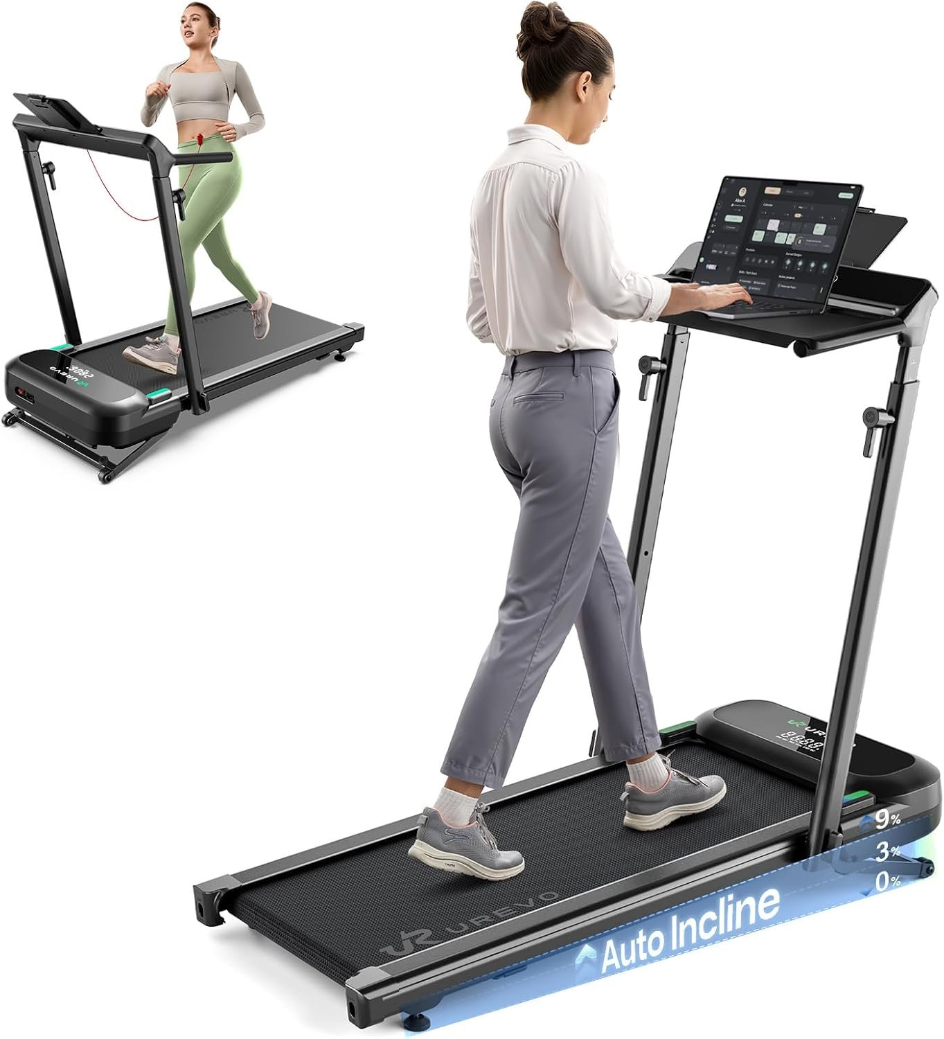 UREVO Foldable Treadmill with Adjus...