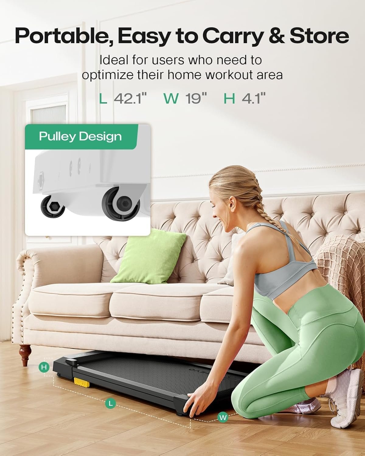 UREVO Smart Walking Pad, Standing Desk Treadmill with Double Shock Absorption, Quiet Operation, Workout APP with Track Insights and MIIT Mode, Plug and Play, Remote or APP Control for Home Office - Image 7