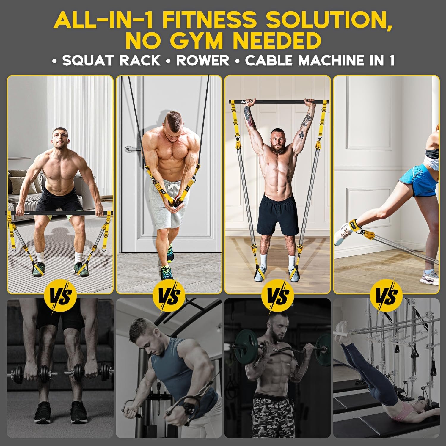 HOXWC Heavy Pilates Equipment, Portable Pilates Bar Kit with Resistance Bands, Professional Adjustable Squat Workout Equipment for Men, Home Gym Muscle Strength Training, Full Body Exercise - Image 3