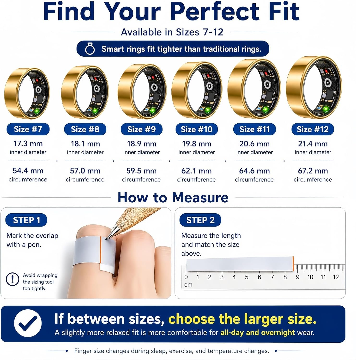 Smart Ring Health & Fitness Tracker for Men & Women, Heart Rate, SPO₂, Sleep & Activity Monitoring, IP68 Waterproof, Long Battery Life, Family Care Mode, No Subscription Fee (Gold, 9) - Image 2