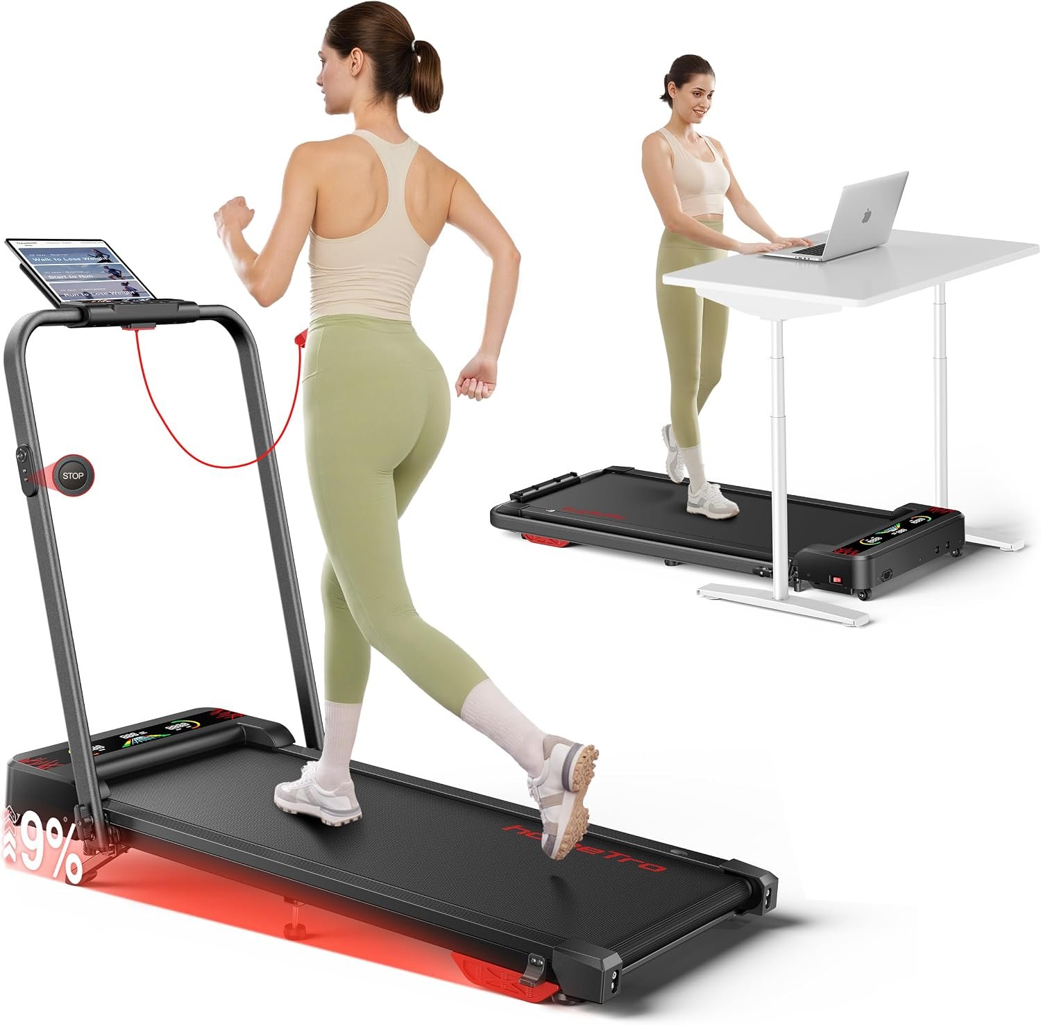 Walking Pad Treadmill with 9% Incli...