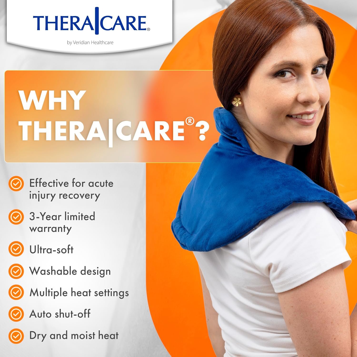 Veridian Healthcare Deluxe Heating Pad Wrap for Shoulder and Neck, Blue - Image 5