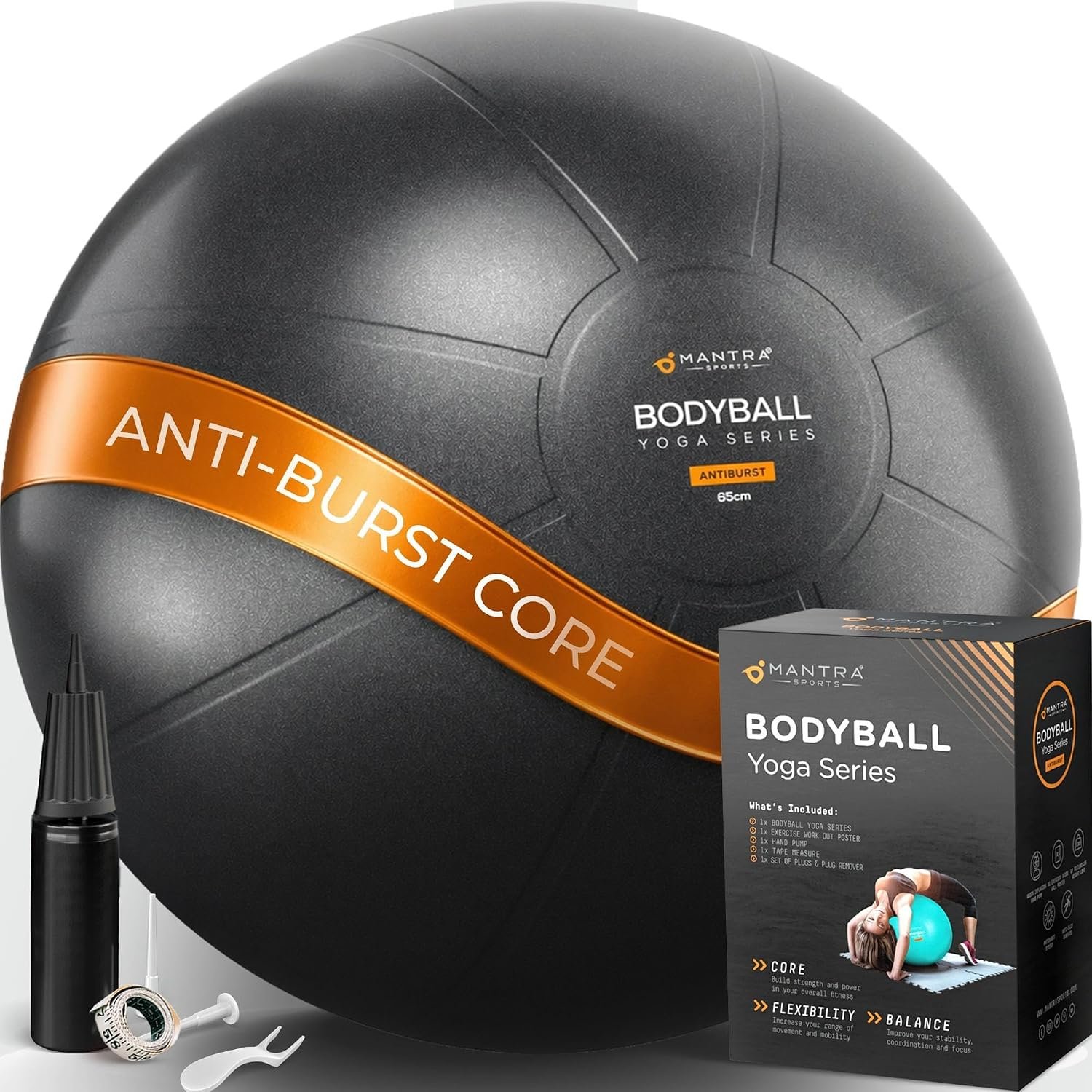 Yoga Ball, 1,000 lb Anti-Burst, Ext...