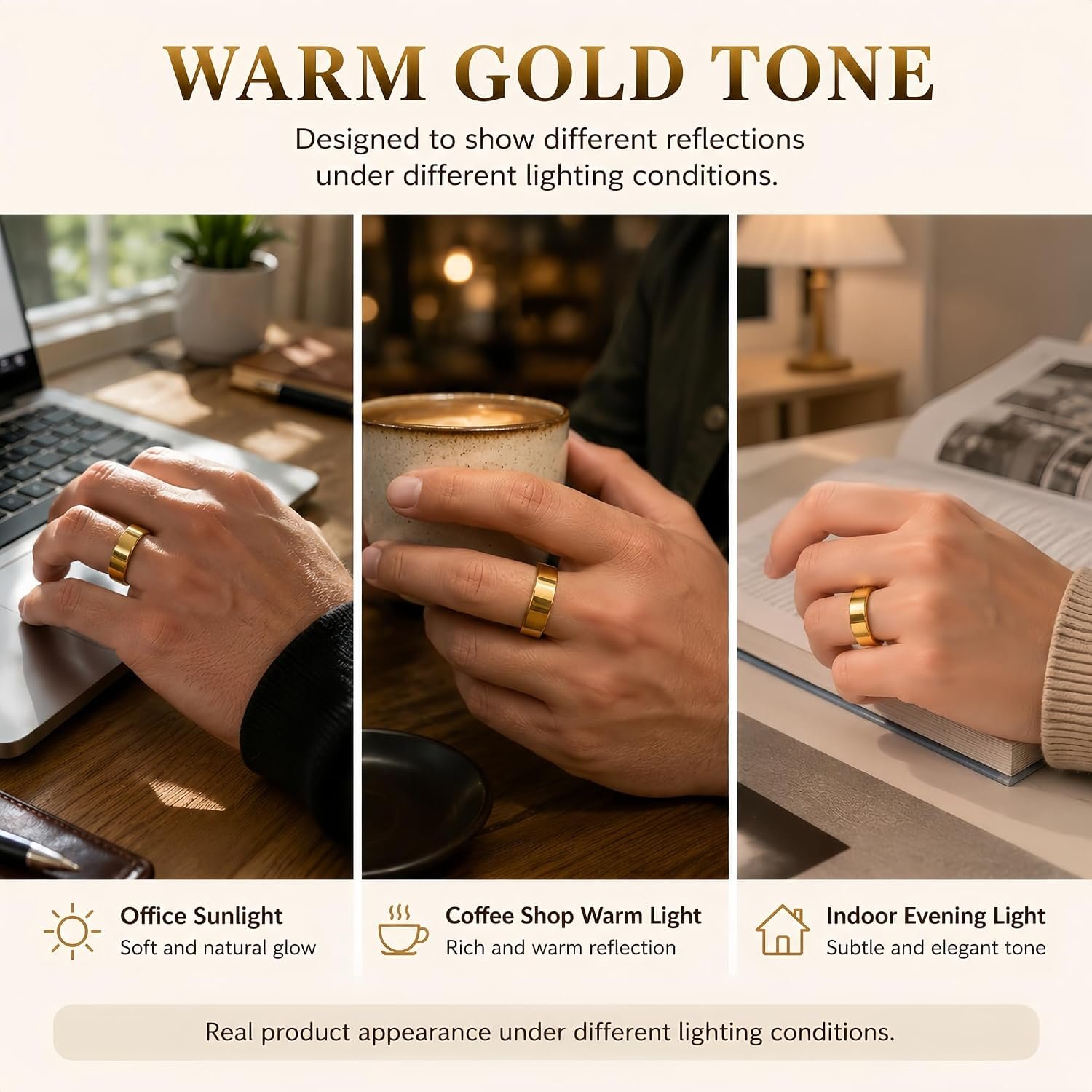 Smart Ring Health & Fitness Tracker for Men & Women, Heart Rate, SPO₂, Sleep & Activity Monitoring, IP68 Waterproof, Long Battery Life, Family Care Mode, No Subscription Fee (Gold, 9) - Image 5