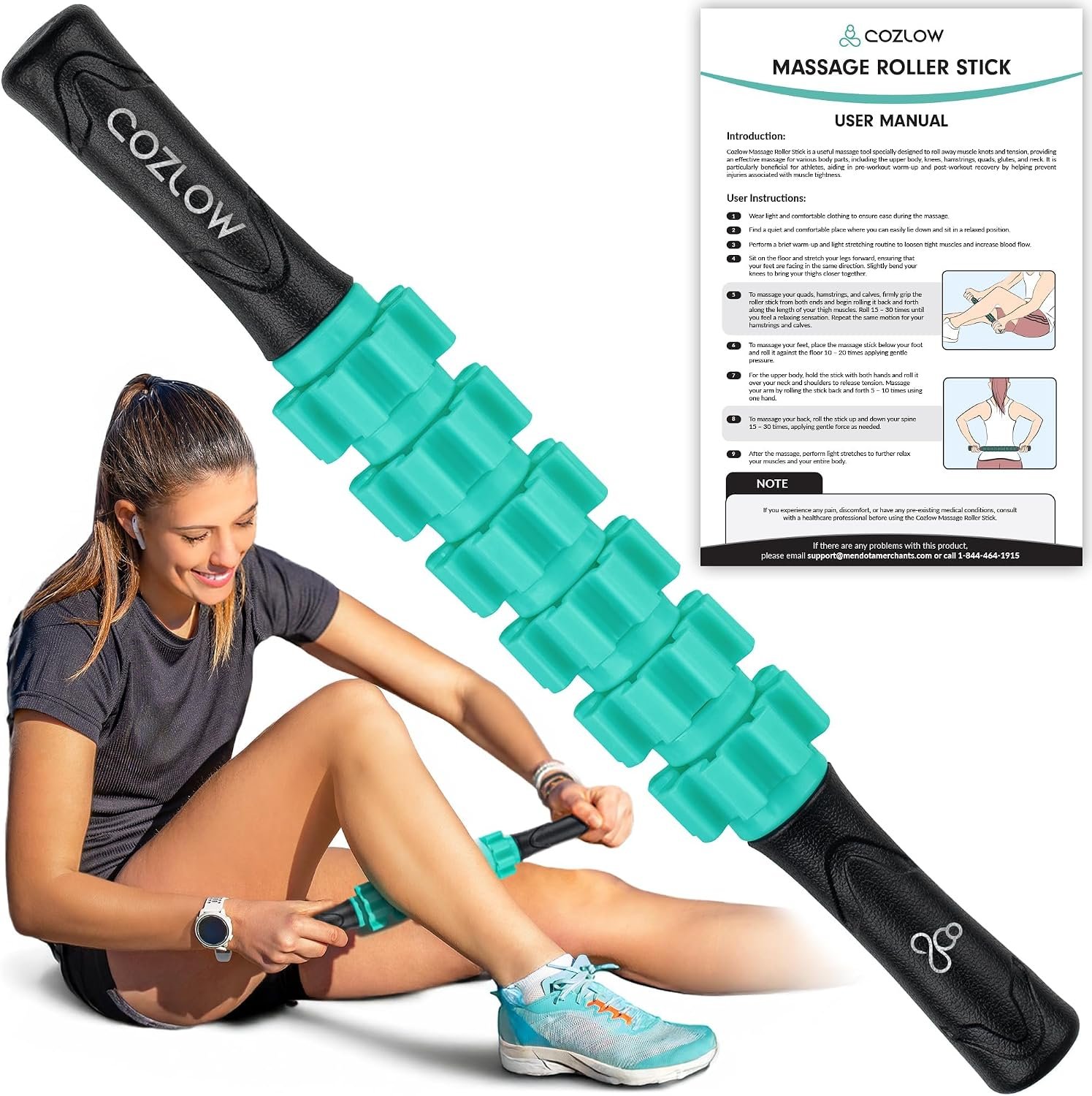 Muscle Roller Stick, Green, Hand He...