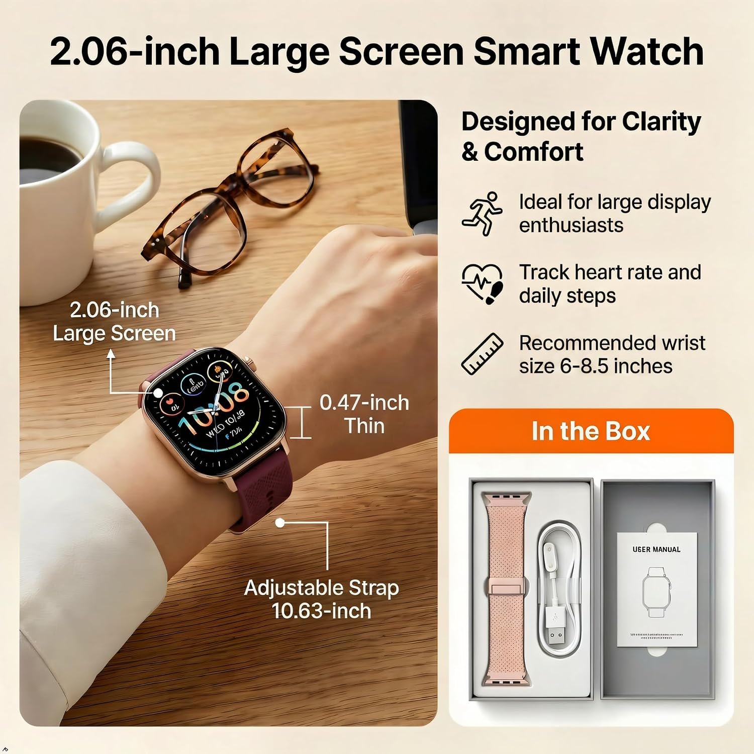 Built-in GPS Distance Tracking Watch for Men and Women, Average Pace Running & Swim Watch, Waterproof, Long Battery Life(Gold) - Image 9
