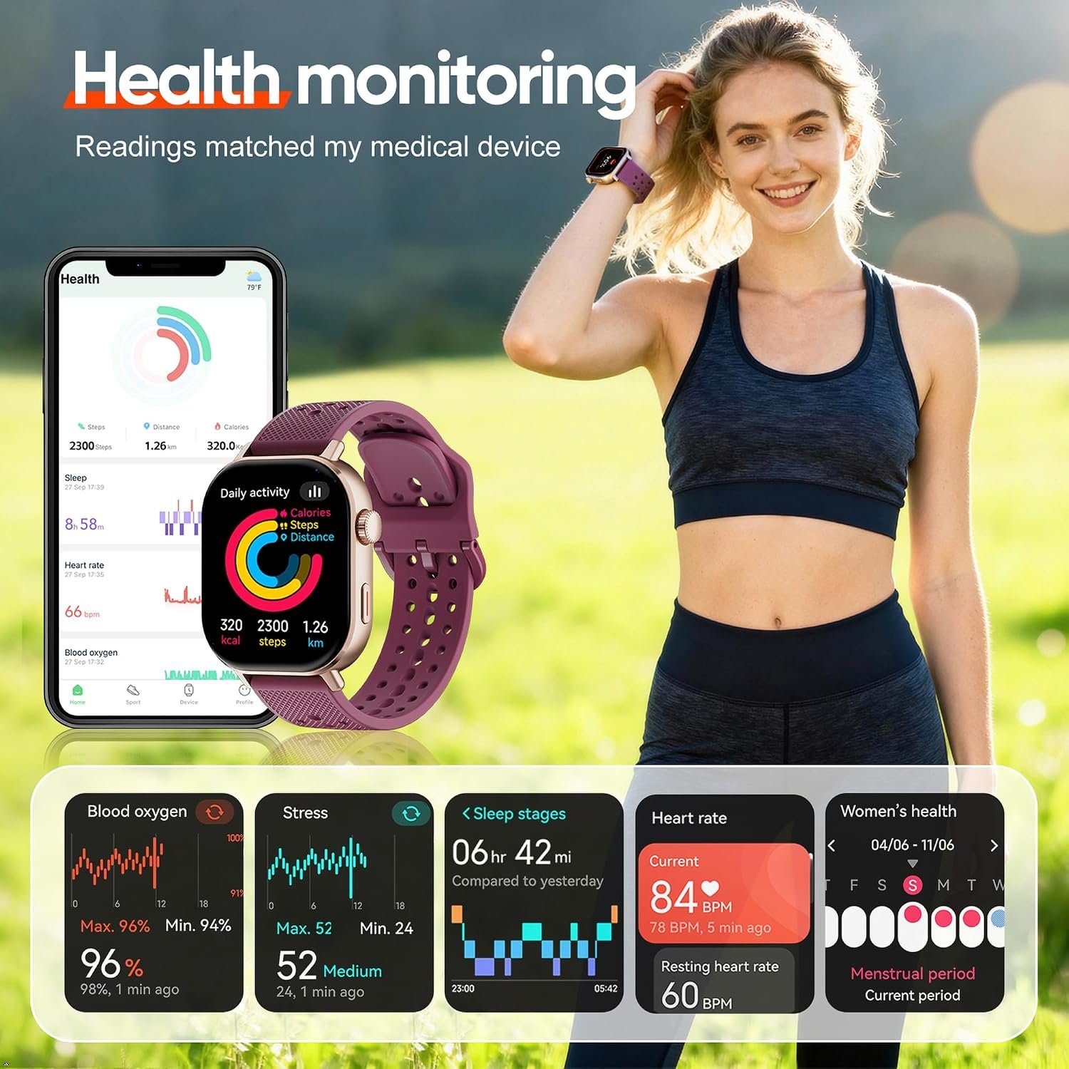 Built-in GPS Distance Tracking Watch for Men and Women, Average Pace Running & Swim Watch, Waterproof, Long Battery Life(Gold) - Image 6