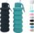 Collapsible water bottles 2 Pack with brush 500ml (Black+Aqua blue)